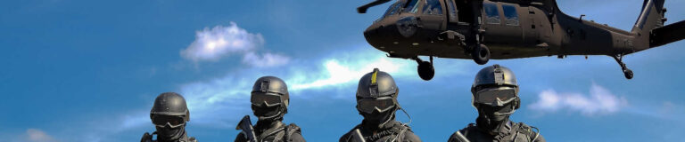 Soldaten und Hubschrauber